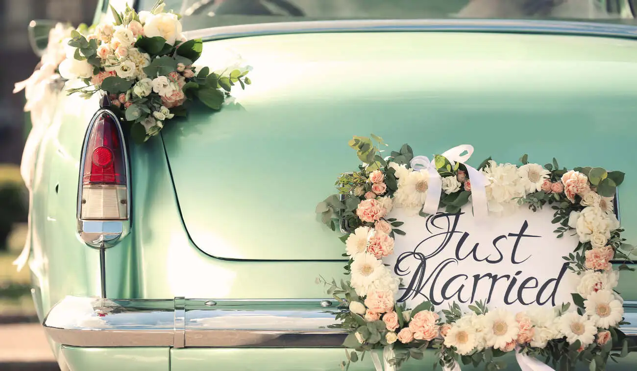 addobbi auto matrimonio just married